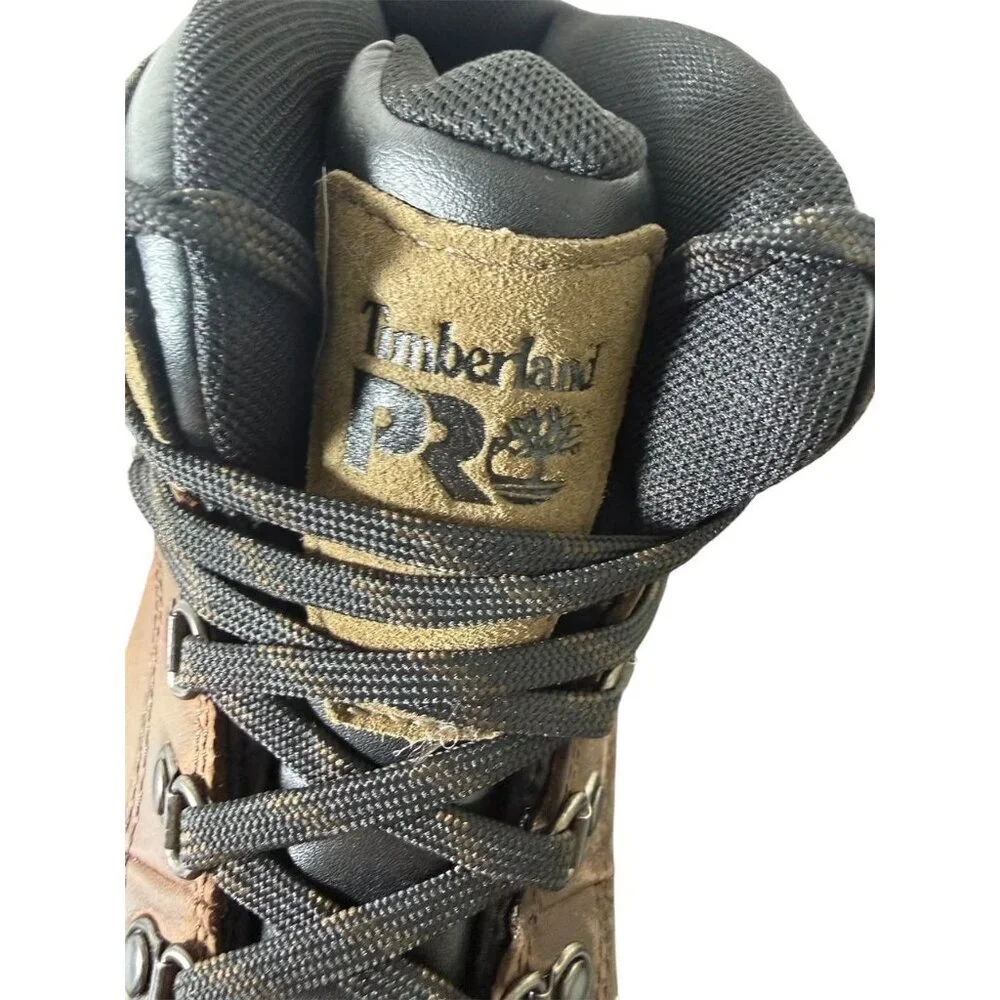 Timberland Mens Dark Brown Leather Steel Toe Waterproof Work Boots Sz 11.5 M NIB